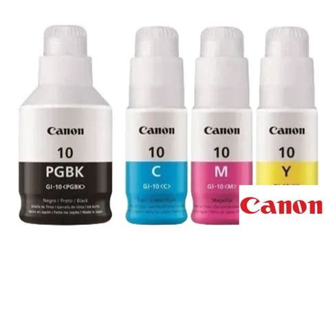 Kit 4 Tinta Canon GI 10 Original Para Impressoras G6010 G7010 G3160