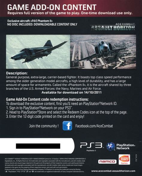 Ace Combat Assault Horizon Limited Edition Cover Or Packaging Material Mobygames