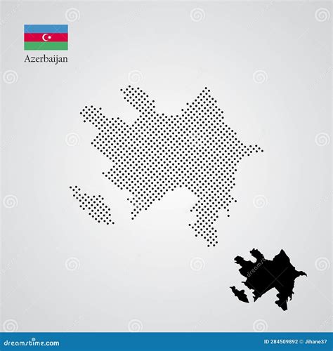 Azerbaijan Map Silhouette Halftone Style Royalty Free Cartoon