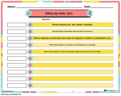 Arkusz Identyfikacji Gatunku Storyboard Por Pl Examples