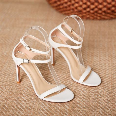 3 Inch Strappy White Heel Sandals Super X Studio