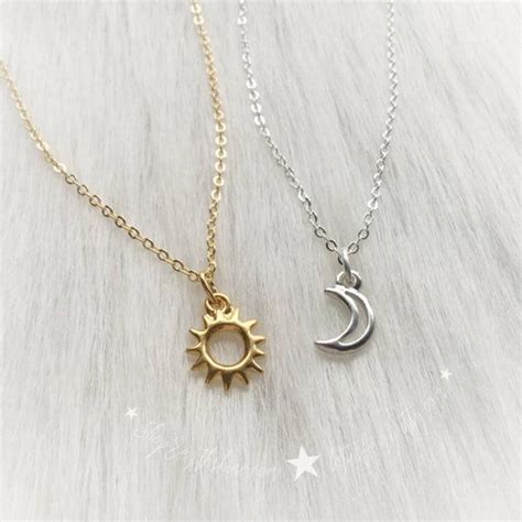 Sun And Moon Friendship Necklaces Dainty Minimalist Jewelry Etsy