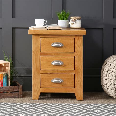 Cheshire Oak 3 Drawer Bedside Table The Furniture Market