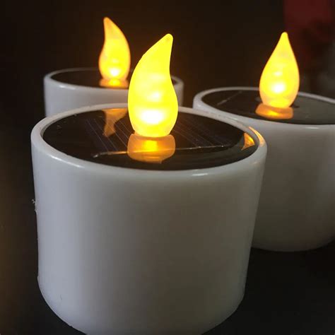 Pcs Solar Powered Led Electronic Tealight Flickering Flameless Candle