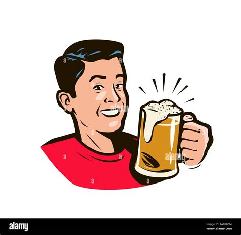 Hombre Sosteniendo Una Taza De Cerveza Ilustraci N Vectorial De