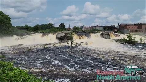 The Great Falls Of The Androscoggin River In Auburn Maine Youtube