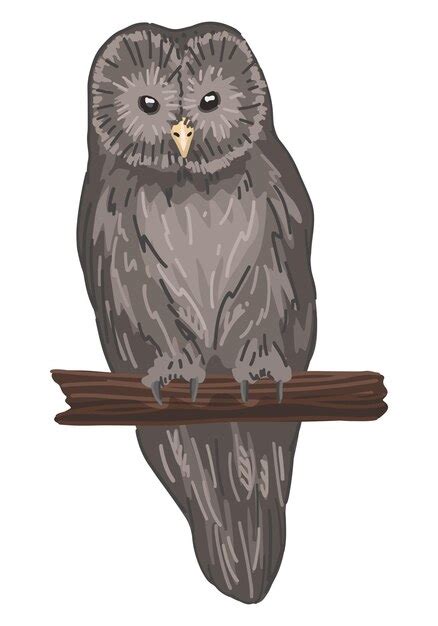 Premium Vector Ural Owl Clipart In Cartoon Style Realistic Colored