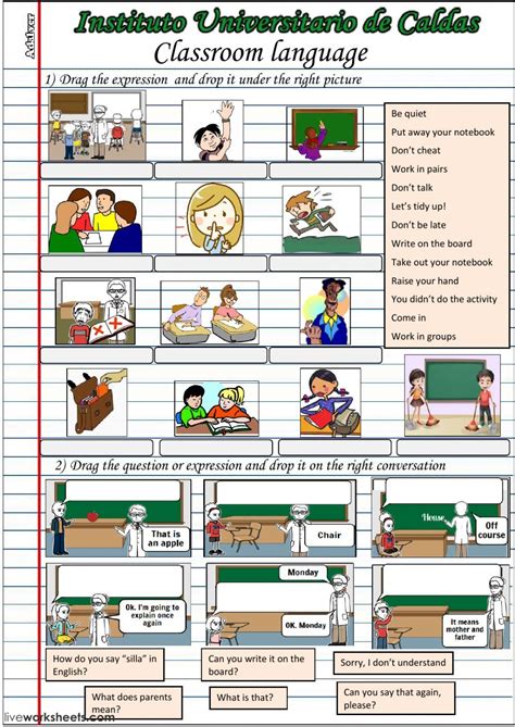 Classroom Language Online And Pdf Worksheet You Can Do The Exercises