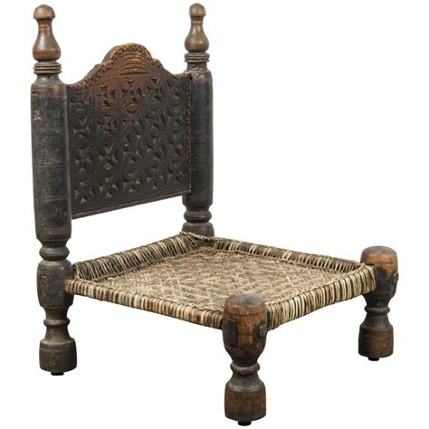 African Tribal Chair With Leather Seat At 1stdibs