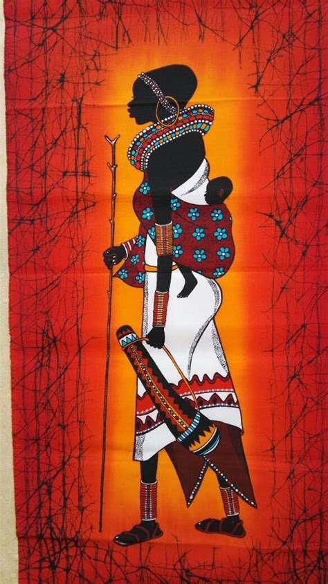 Maasai Couple Batik Wall Hanging Africa Wall Hanging Home Decor