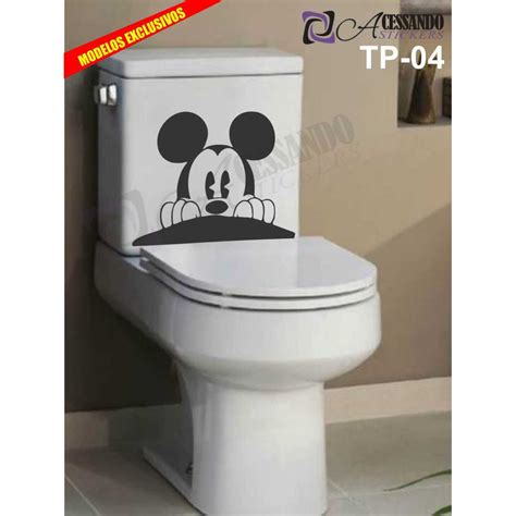 Adesivo Decorativo De Parede Banheiro Caixa Acoplada Mickey Espiando