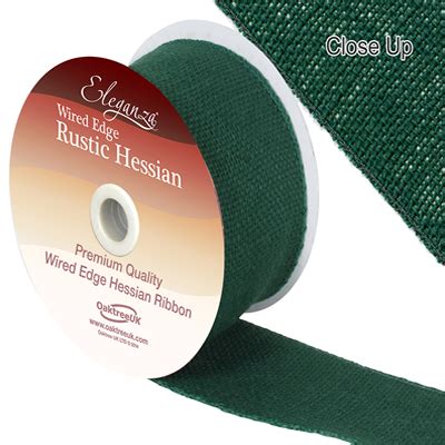 Mm Eleganza Wired Rustic Hessian Green Rustic Ribbons