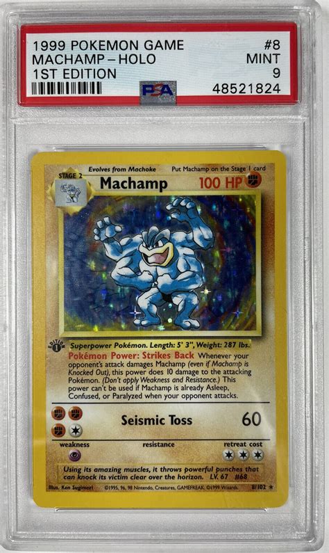 Mavin 1999 Pokemon Base Set Machamp 1st Edition Holo 8102 Psa 9 Mint