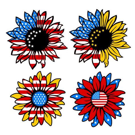 Th Of July Sunflower Cuttable Design Svg Png Dxf Eps Designs Cricut