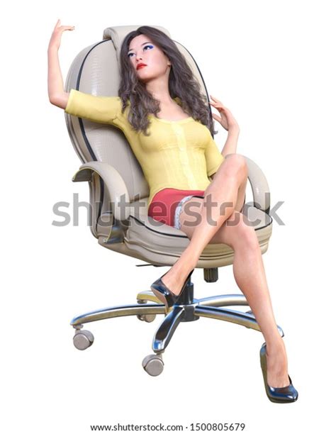 Longhaired Sexy Brunette Secretary Mini Skirtbeautiful Stock Illustration 1500805679 Shutterstock