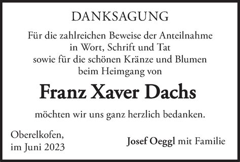 Traueranzeigen Von Franz Xaver Dachs Trauer Merkur De