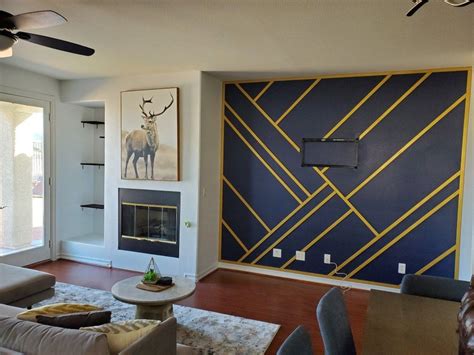 Navy Blue With Gold Accent Wall Design