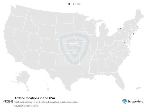 Number of Ardene locations in the USA in 2024 | ScrapeHero