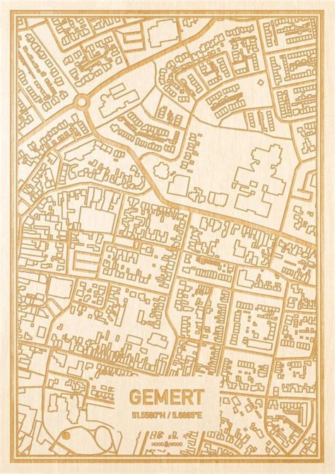 Kaart Gemert Gegraveerde Stadskaart Hood Wood Hout A Bol
