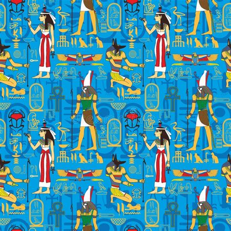 Seamless Pattern Ancient Egypt Theme Stock Illustrations Seamless