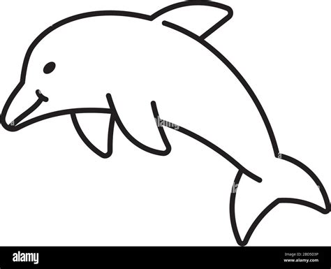 Dolphin Vector Line Icon Aquatic Mammal Outline Symbol Stock Vector