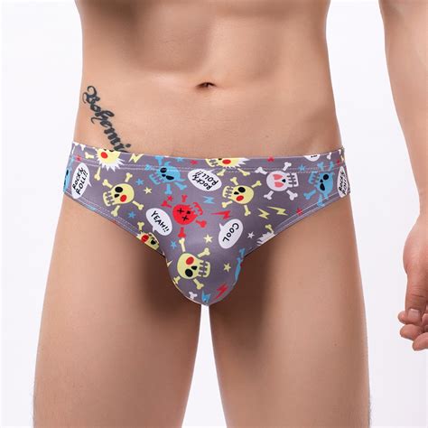 Men Sexy Seamless Underwear Briefs Cartoon Printed Gay Comfortable