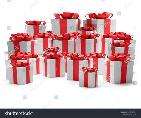 Red White Presents 3dillustration Isolated Stock Illustration 1437197081