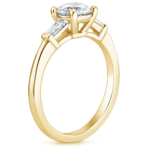 K Yellow Gold Tapered Baguette Three Stone Diamond Ring Baguette