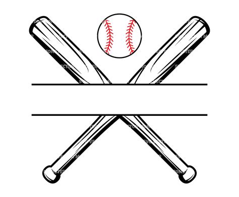 Baseball Split Name Monogram Svg Baseball Stitch Crossed Baseball