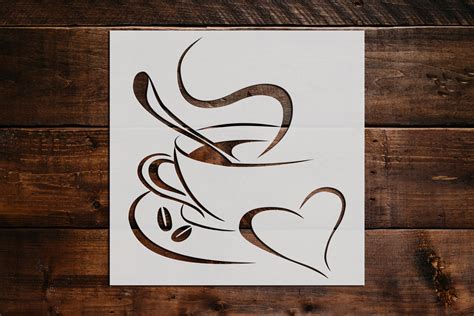 Cup of Coffee Stencil, Reusable Cup of Coffee Stencil, DIY Craft