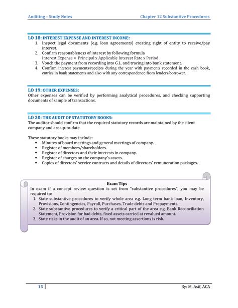 Substantive Procedures AUDITING STUDY NOTES PDF