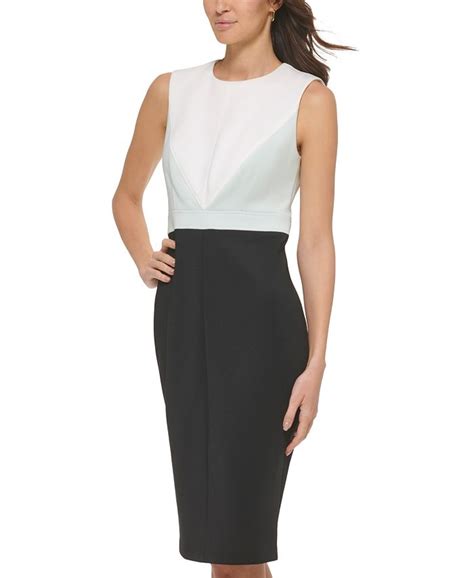 Calvin Klein Womens Colorblocked Sheath Dress Macys