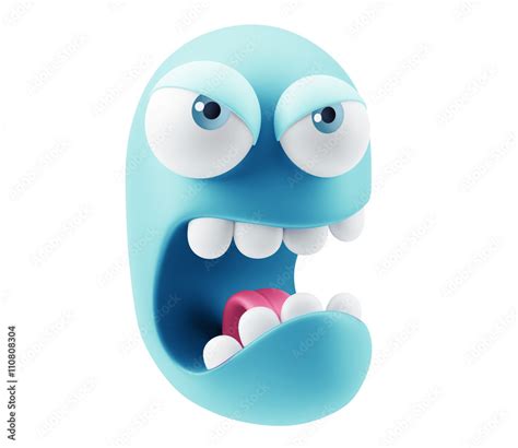 Angry Emoji Cartoon 3d Rendering Stock Illustration Adobe Stock