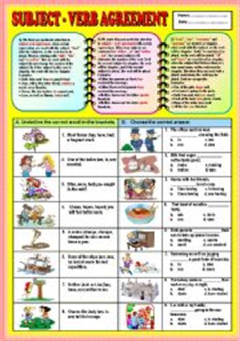 Subject Verb Agreement Part 1 KEY ESL Worksheet By Ayrin