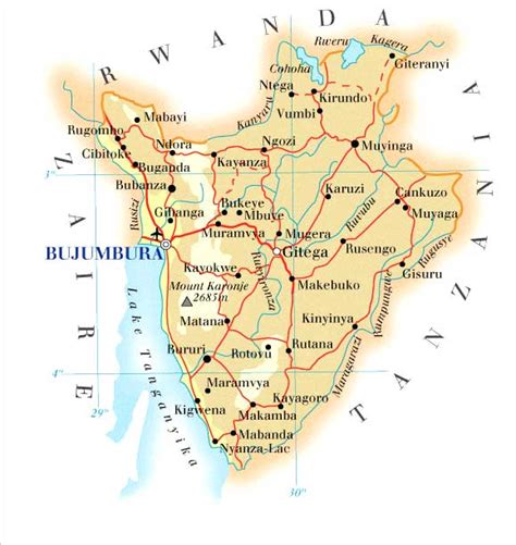 Burundi Mapas Geográficos do Burundi