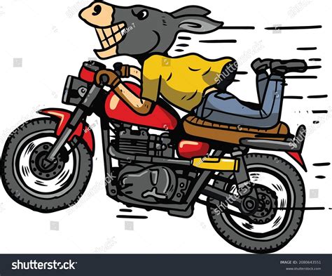 Donkey Riding Motorcycle Clip Art Vector Stock Vector (Royalty Free) 2080643551 | Shutterstock