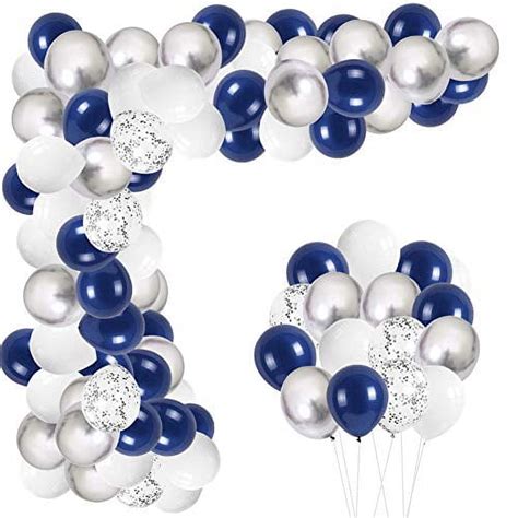 Duile Navy Blue Balloons Garland Kit Navy And Silver White Balloons