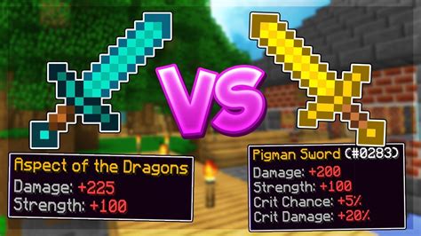 Pigman Sword VS Aspect Of The Dragons Hypixel Skyblock YouTube