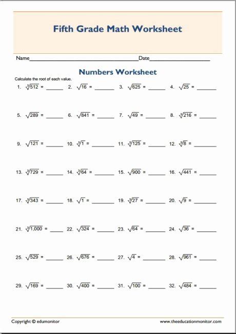 50 Squares and Square Roots Worksheet – Chessmuseum Template Library