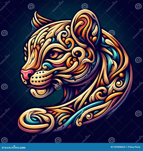 Fantasy Art of Puma Head in Detailed and Colorful, Made of Metal, Logo ...