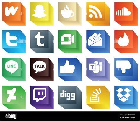 3D Social Media Icons Collection 20 Icons Pack Such As Inbox Video