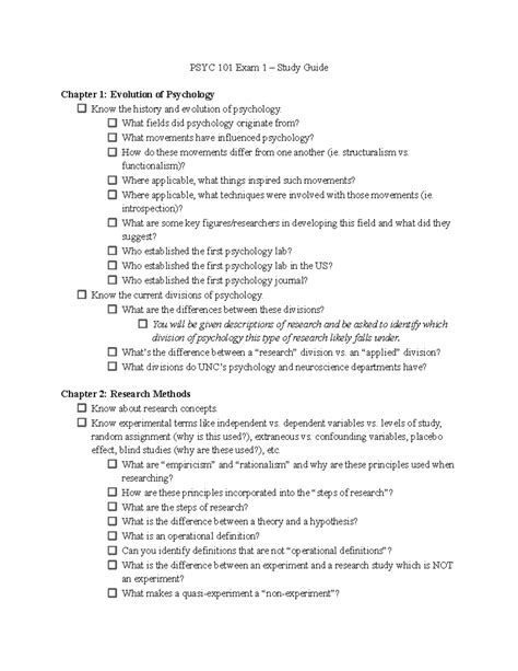 PSYC 101 Exam 1 Study Guide PSYC 101 Exam 1 Study Guide Chapter 1