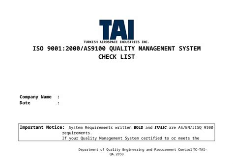 DOCX QUALITY SYSTEM QUESTIONNAIRE TAI Türk Web viewTURKISH