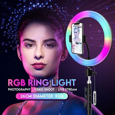 LOWEST PRICE 26cm LED RGB Selfie Ring Light With Tripod Stand