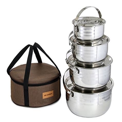 Camping Cookware Set Compact Stainless Steel Campfire Cooking Pots