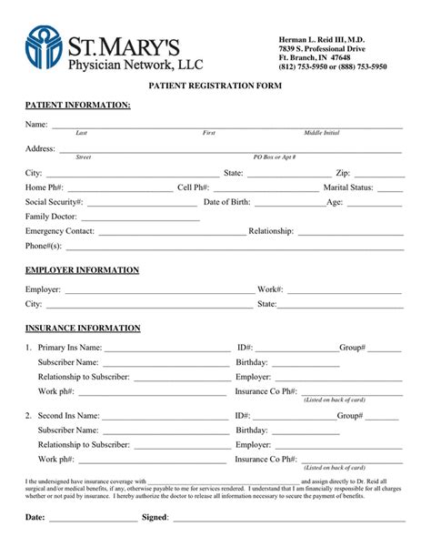 Patient Registration Form In Word And Pdf Formats