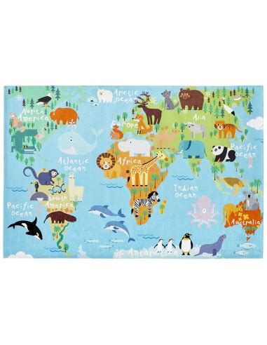 Tapis Carte Du Monde Ludique Enfants Animaux