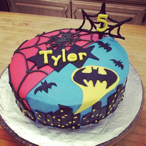 Spiderman And Batman Birthday Cake