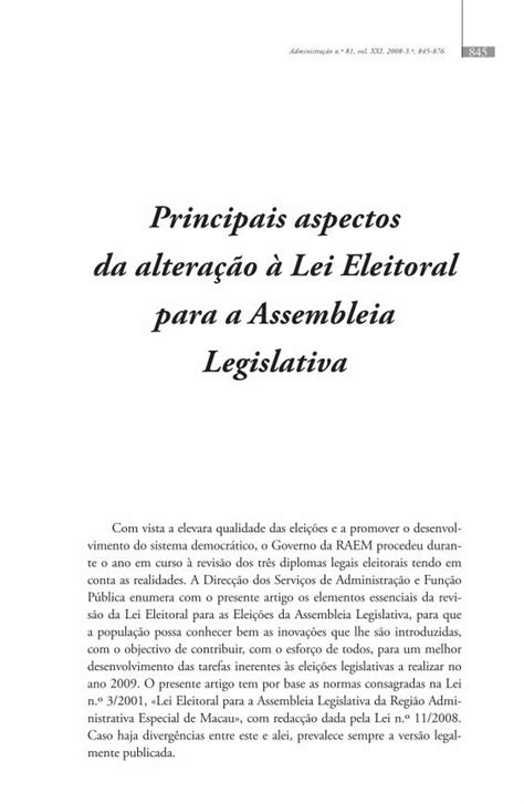 PDF Principais aspectos da alteração à Lei Eleitoral para a DOKUMEN