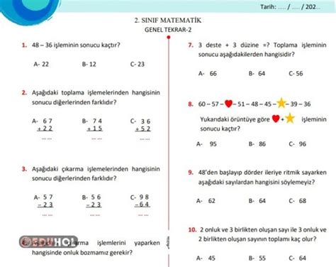 Matematik Genel Tekrar 2 Eduhol Etkinlik İndir Oyun Oyna Test Çöz